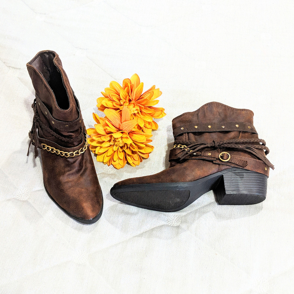 🆕 RAMPAGE Western Leather Boots Brown Sz 9.5